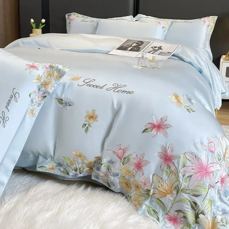 Cream Embroidery Duvet Set