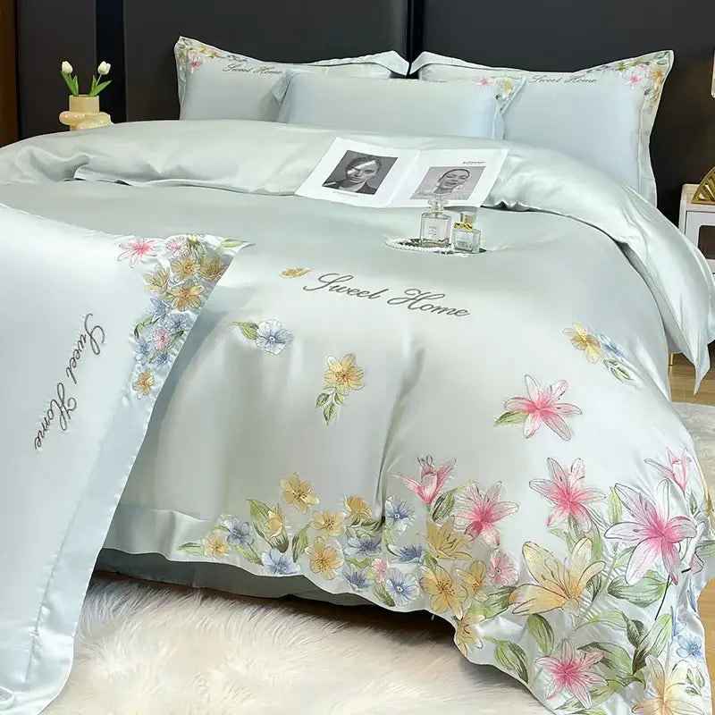 Cream Embroidery Duvet Set