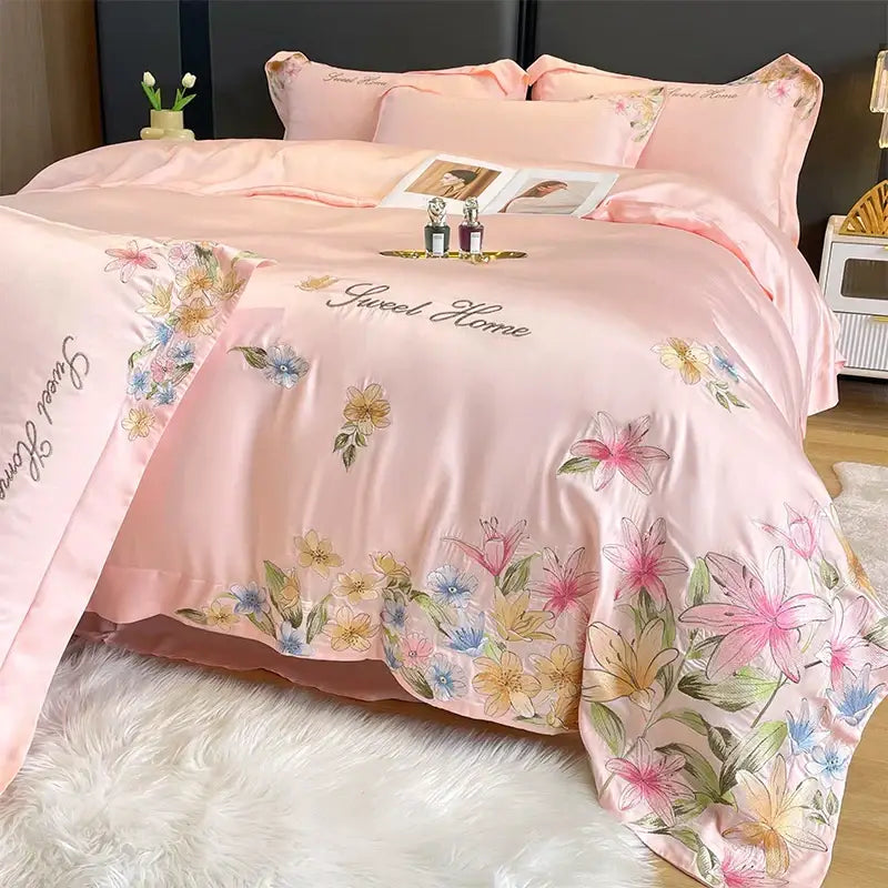 Cream Embroidery Duvet Set