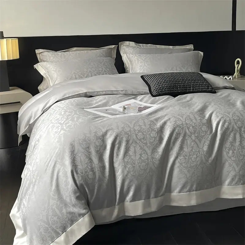 Cream Satin Jacquard Bedding