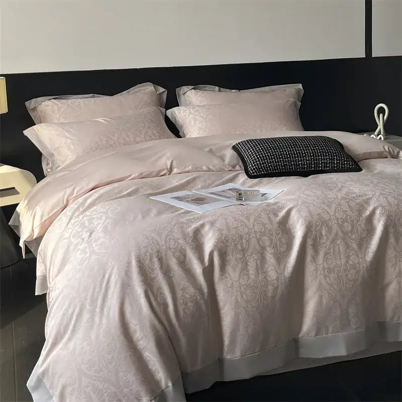 Cream Satin Jacquard Bedding