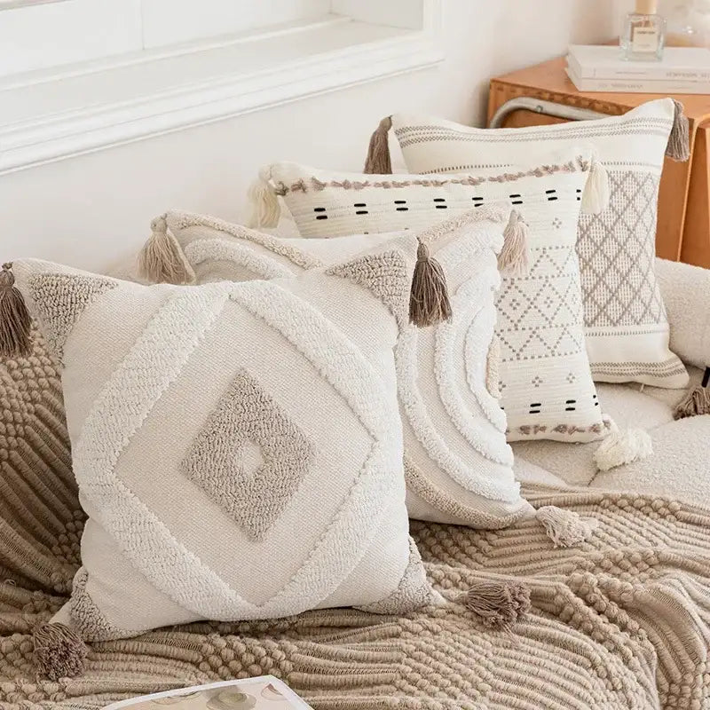 Cream Geometric Pillow 45cm Cover
