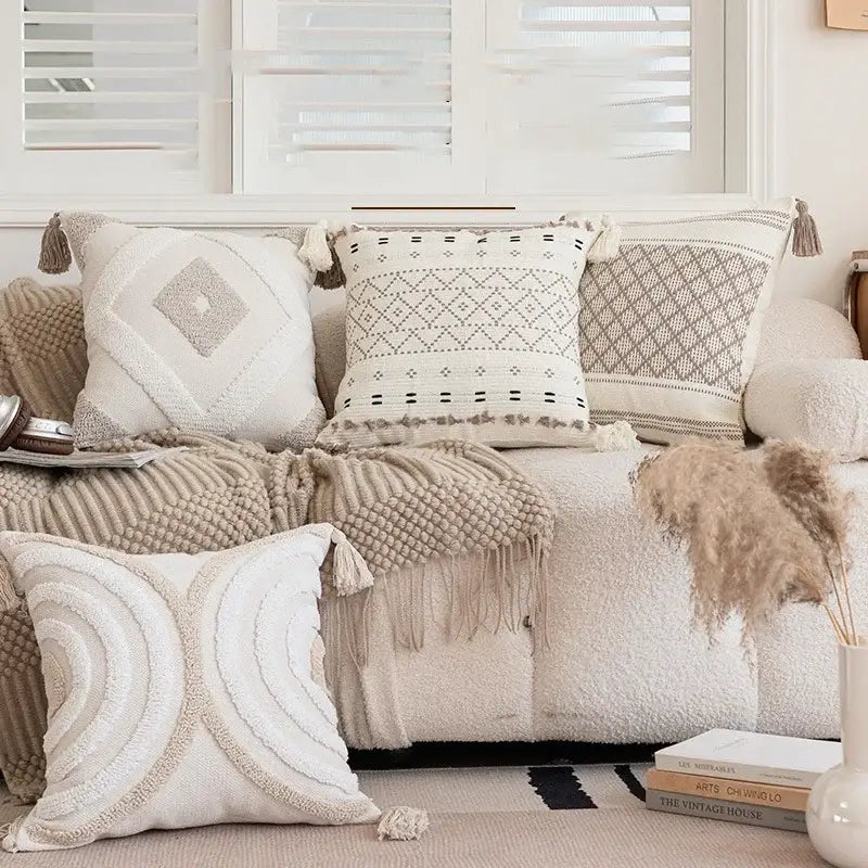 Cream Geometric Pillow 45cm Cover