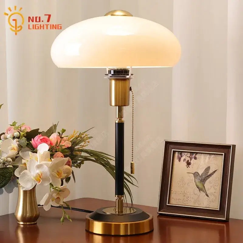 Cream Glass Mushroom Lamp