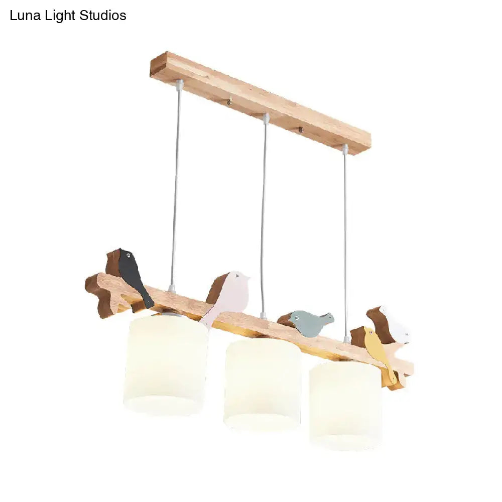 Cream Wood Pendant Light