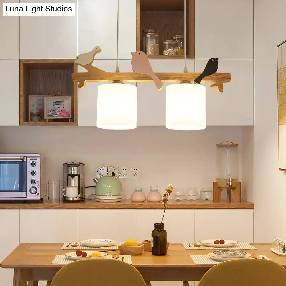 Cream Wood Pendant Light