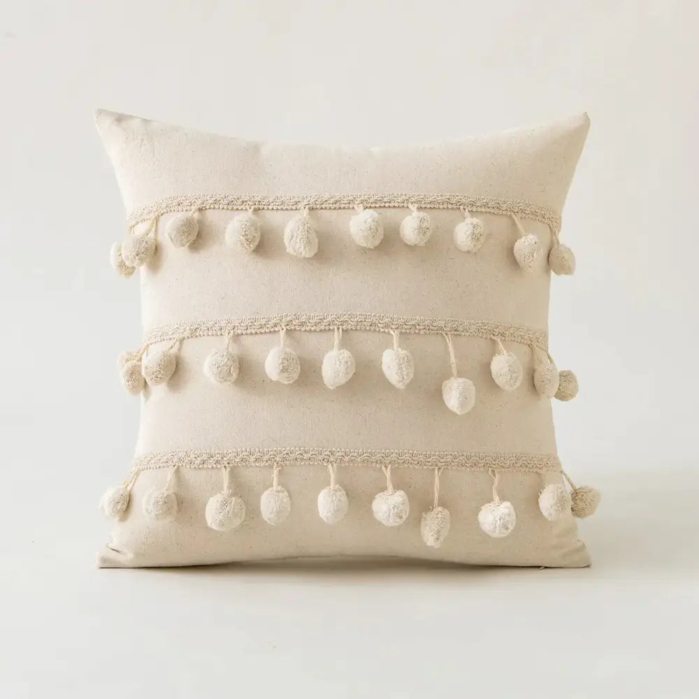 Ivory Pompom Tassel Pillow