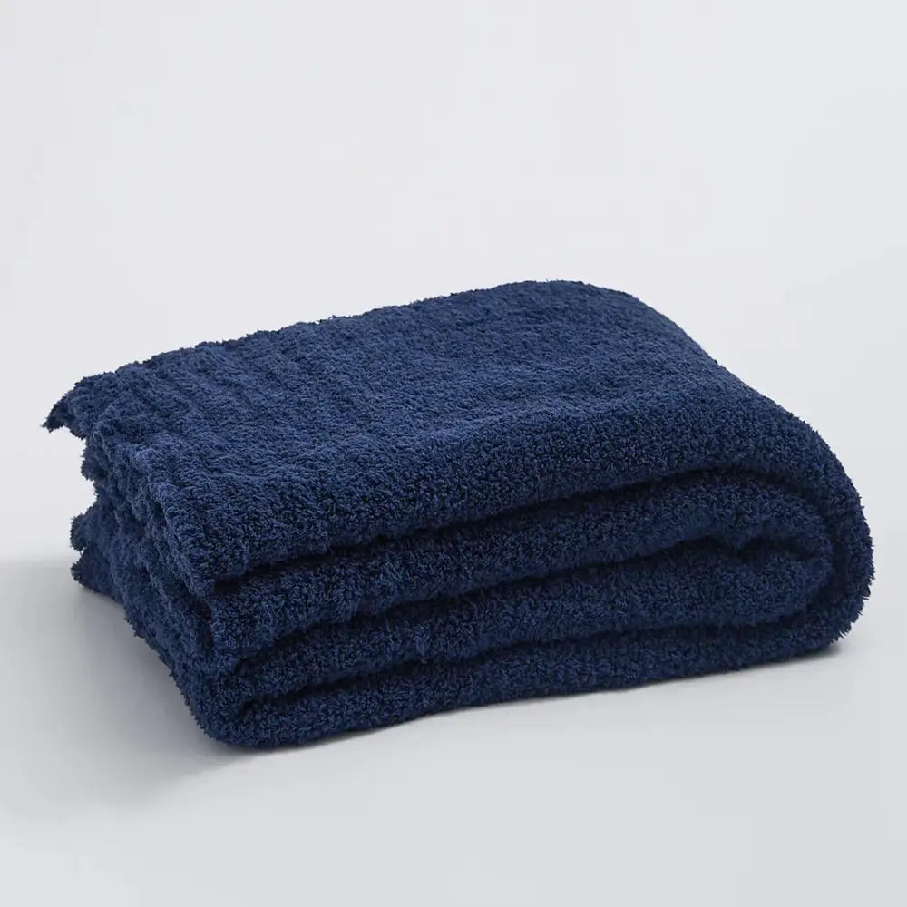 Beige Knitted Throw Blanket