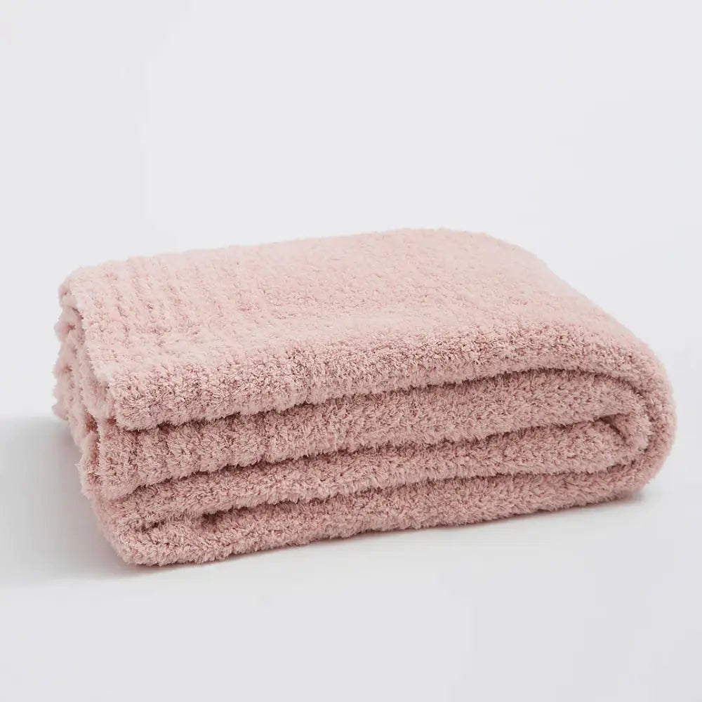 Beige Knitted Throw Blanket