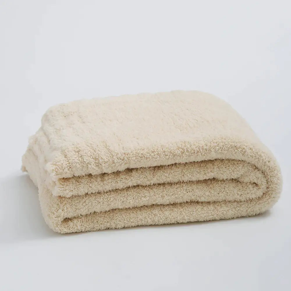 Beige Knitted Throw Blanket