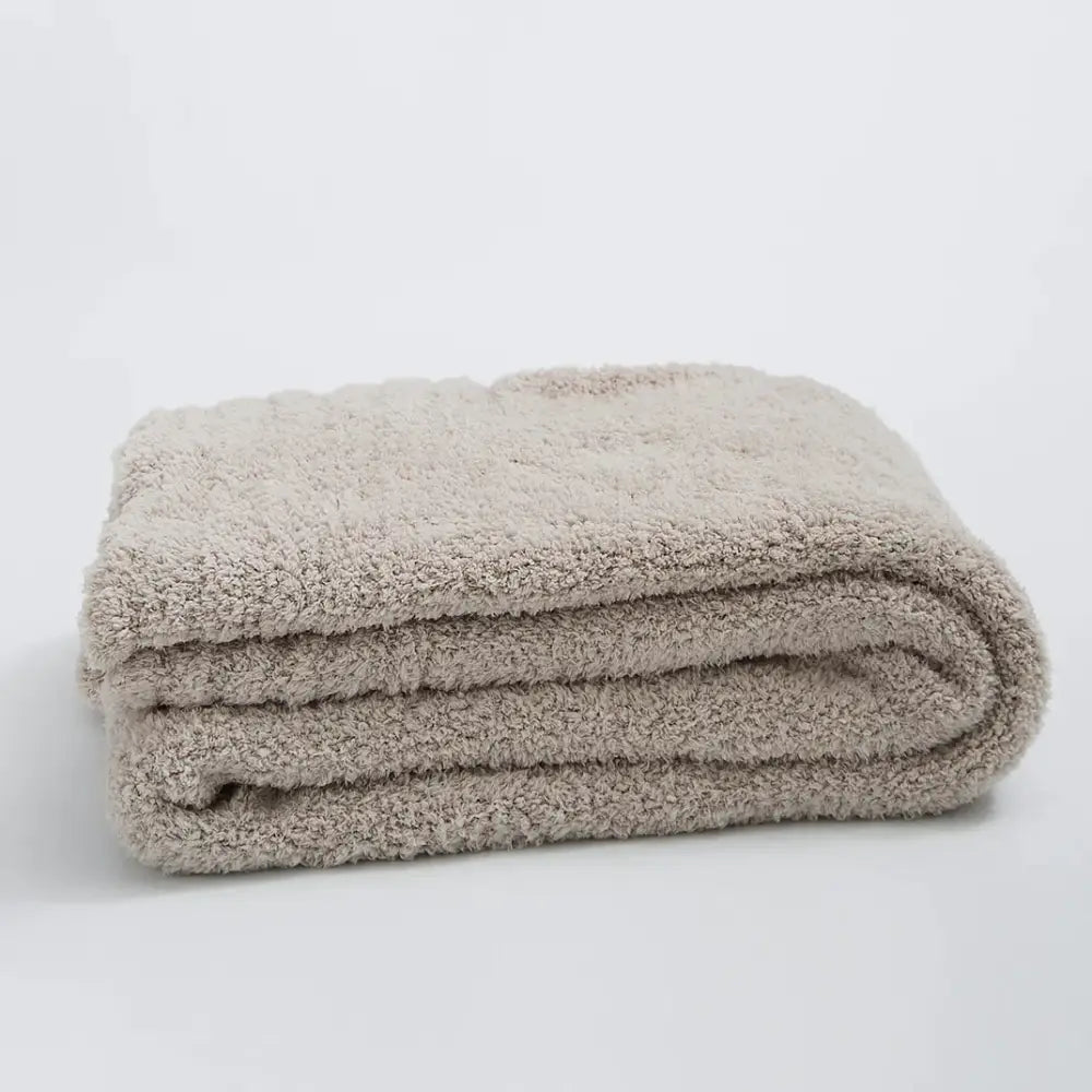 Beige Knitted Throw Blanket