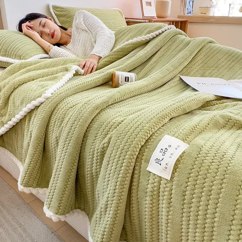 Cream Velvet Jacquard Blanket