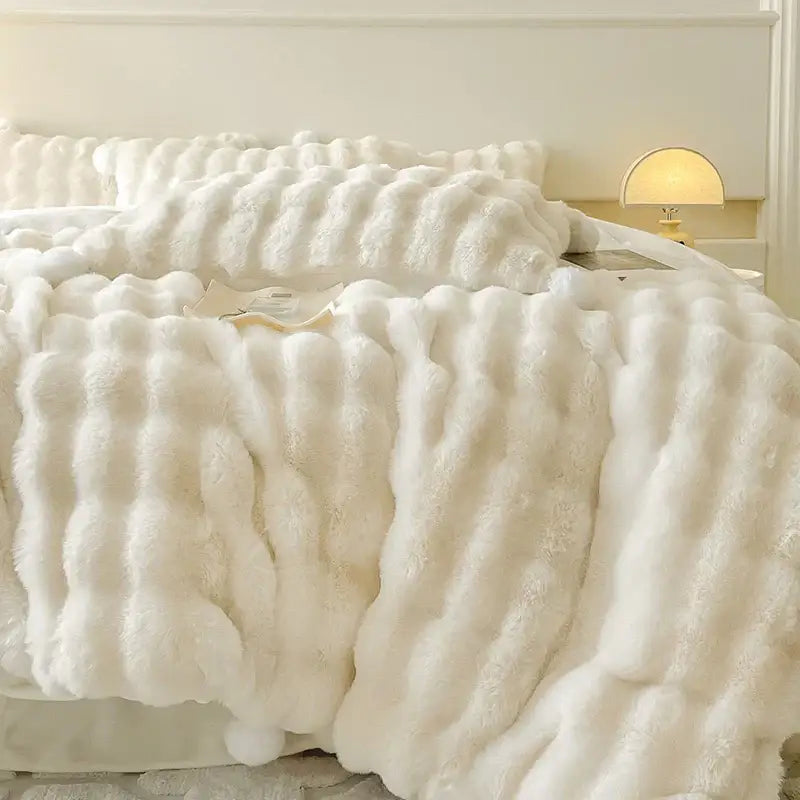 Cream Rabbit Fur Bedding