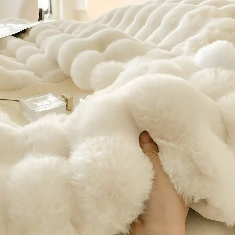 Cream Rabbit Fur Bedding