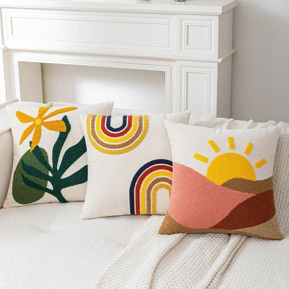 Cream Embroidery Cushion Cover