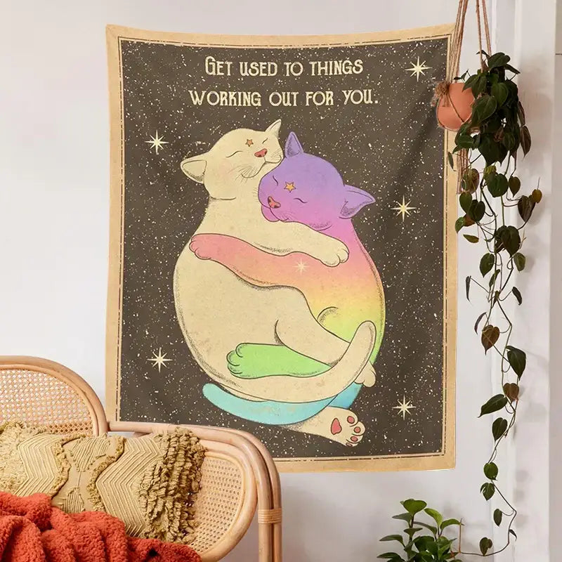 Rainbow Cat Tarot Tapestry