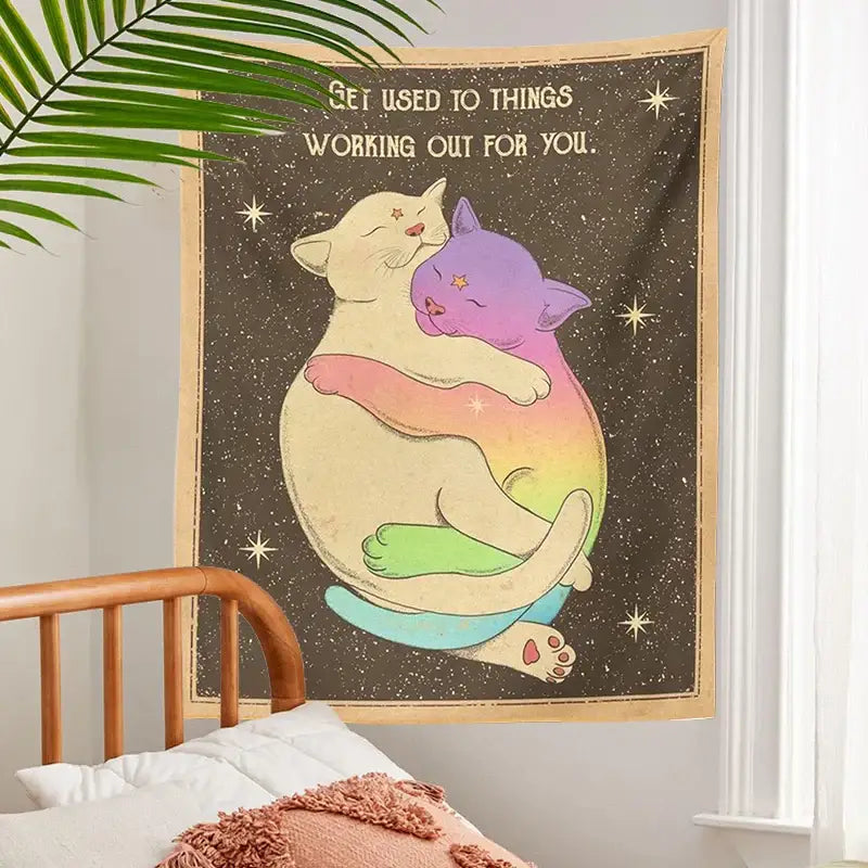 Rainbow Cat Tarot Tapestry