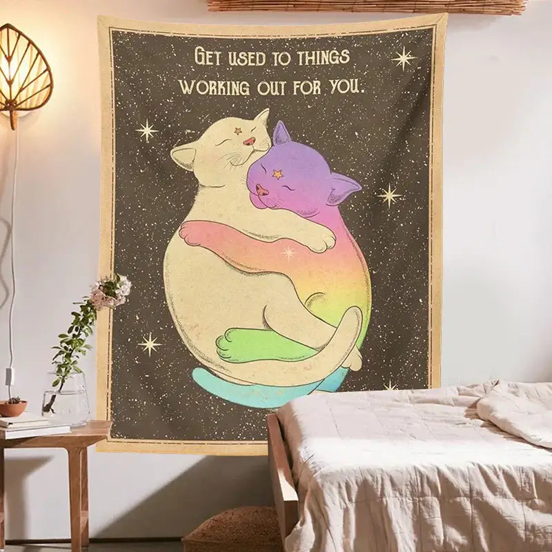 Rainbow Cat Tarot Tapestry