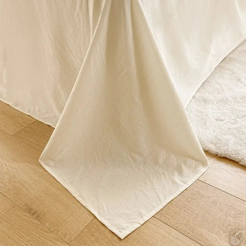 Cream Ribbed Bubble Yarn Duvet Cover Set