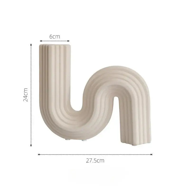 Cream Geometric Ceramic Vase