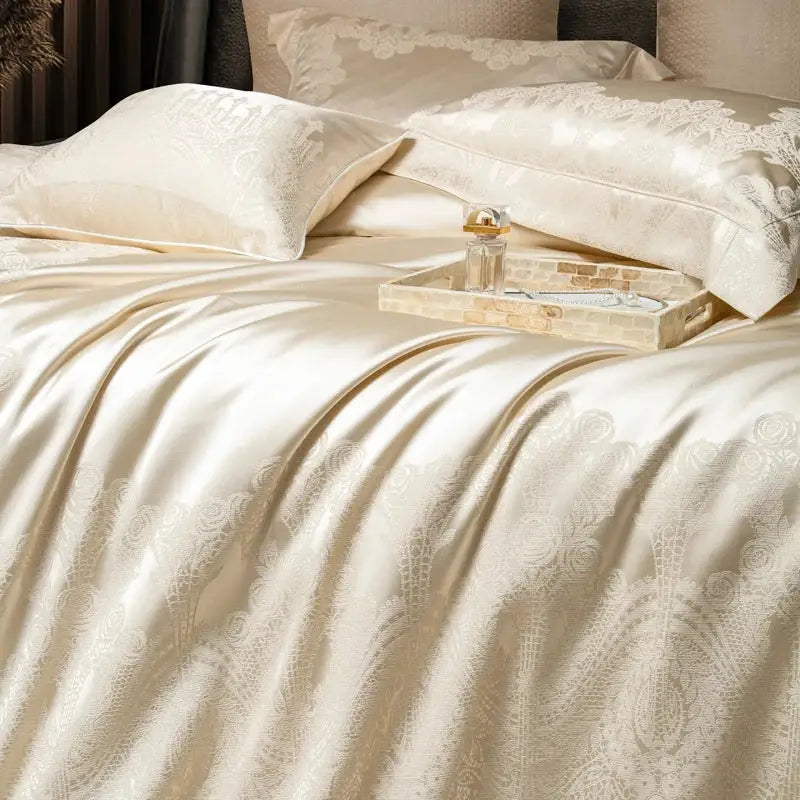 Cream Jacquard Cotton Bedding