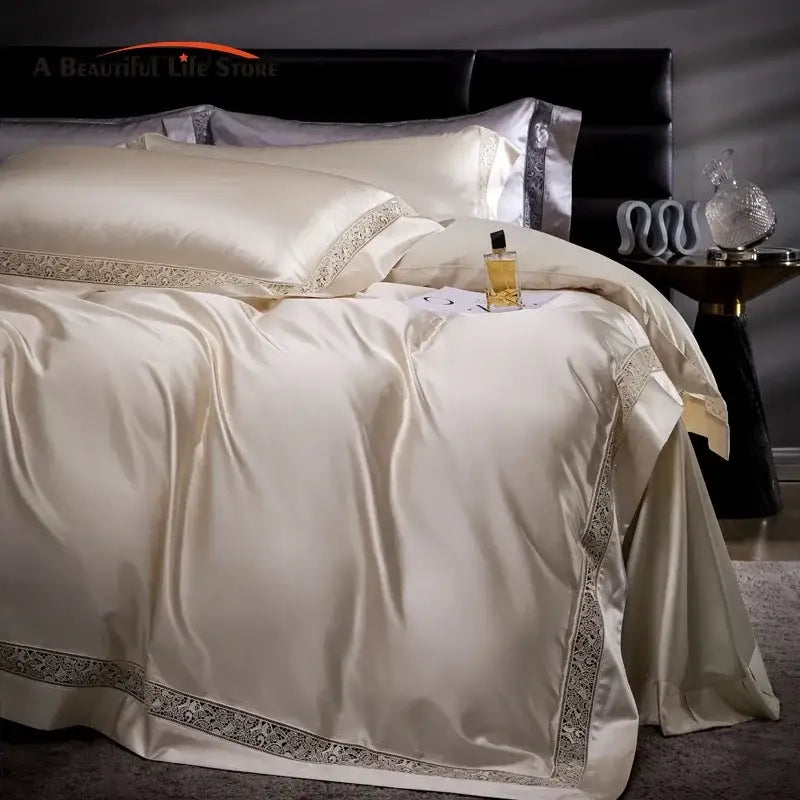 Silver Damask Lyocell Bedding Set