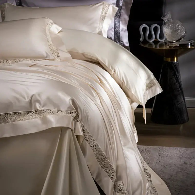 Silver Damask Lyocell Bedding Set
