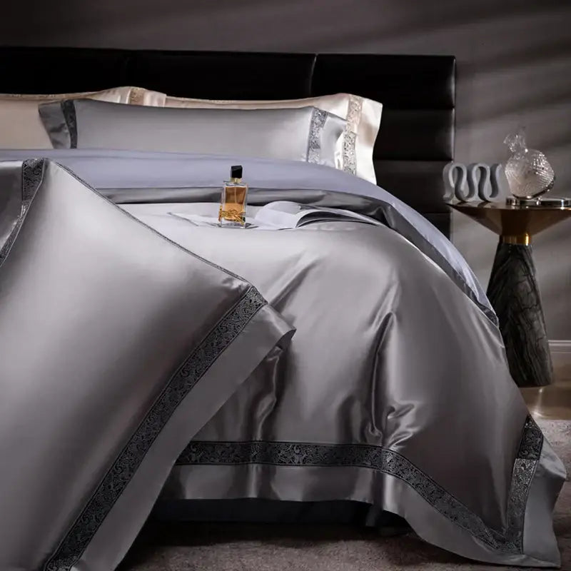 Silver Damask Lyocell Bedding Set