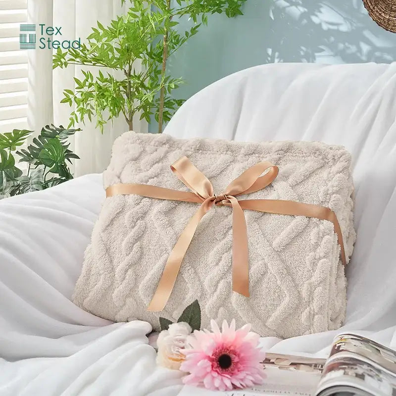 Cream Cable Knit Blanket