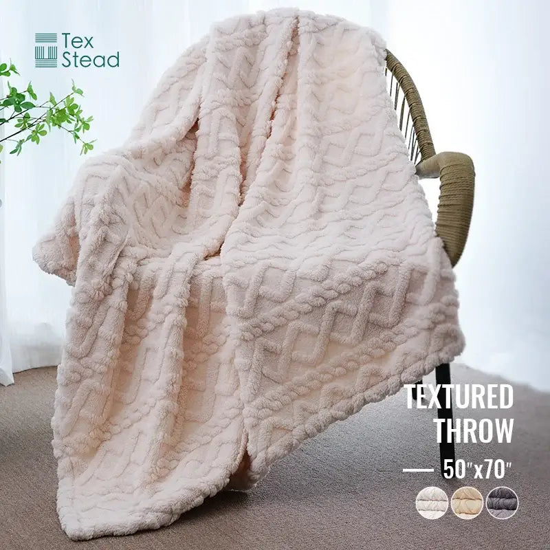 Cream Cable Knit Blanket