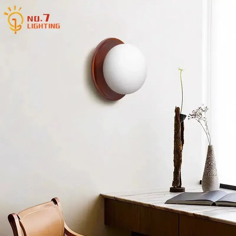 Wood Glass Wall Light