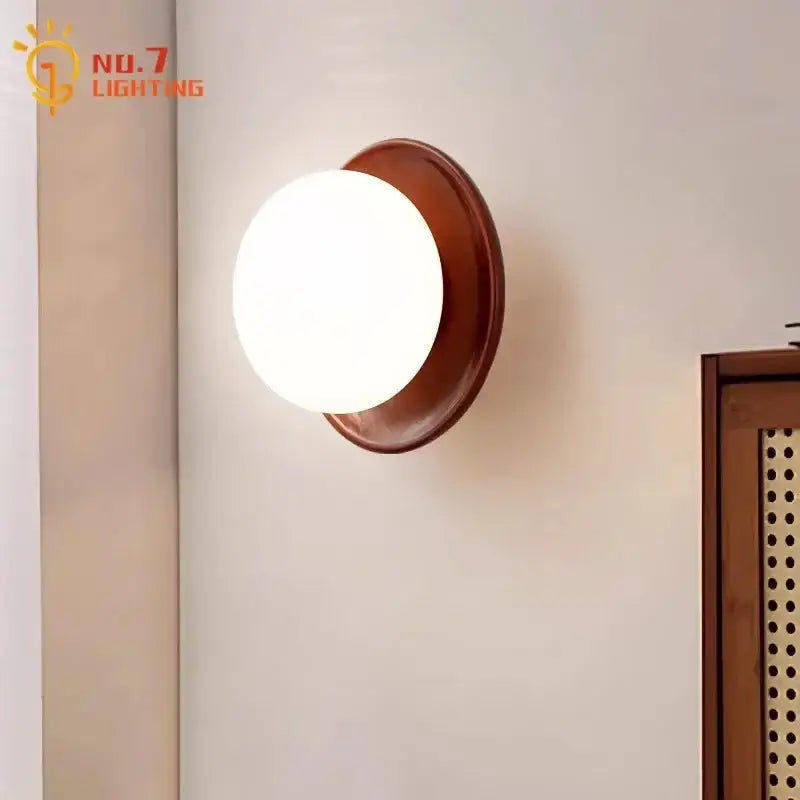 Wood Glass Wall Light