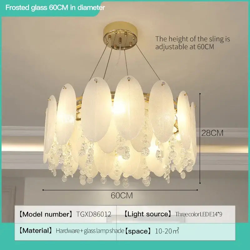 Gold Opal Glass 80cm Chandelier
