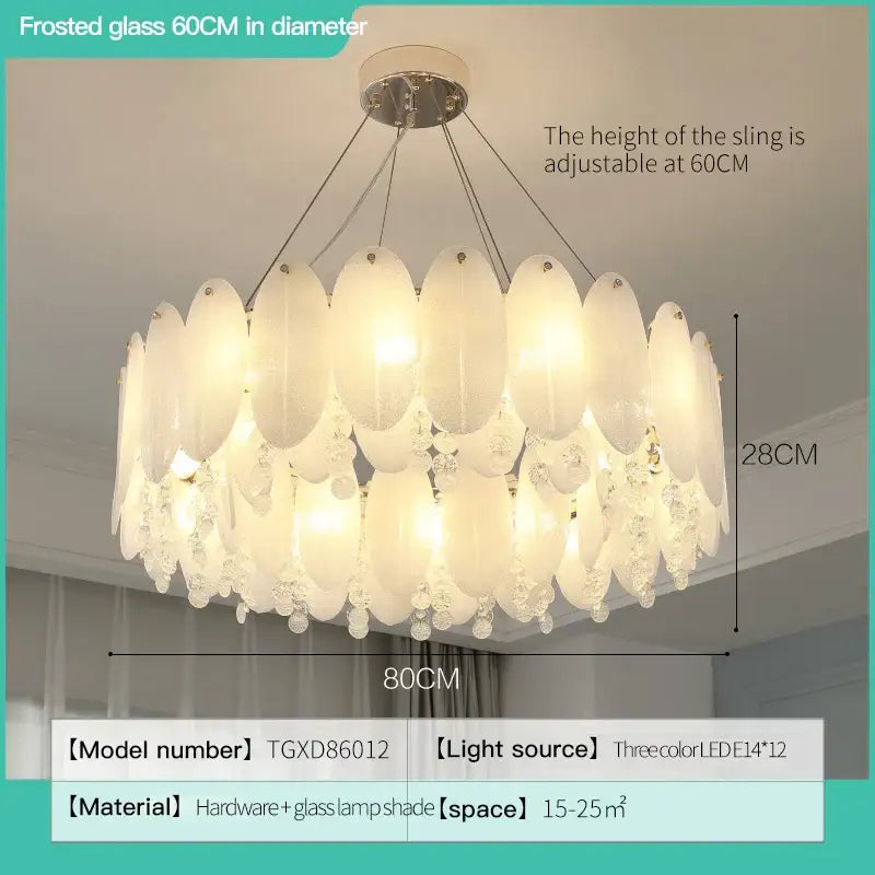 Gold Opal Glass 80cm Chandelier
