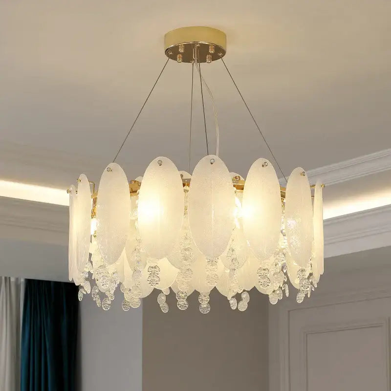 Gold Opal Glass 80cm Chandelier