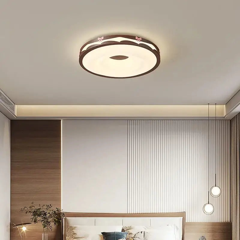 Walnut Round Hanging Light