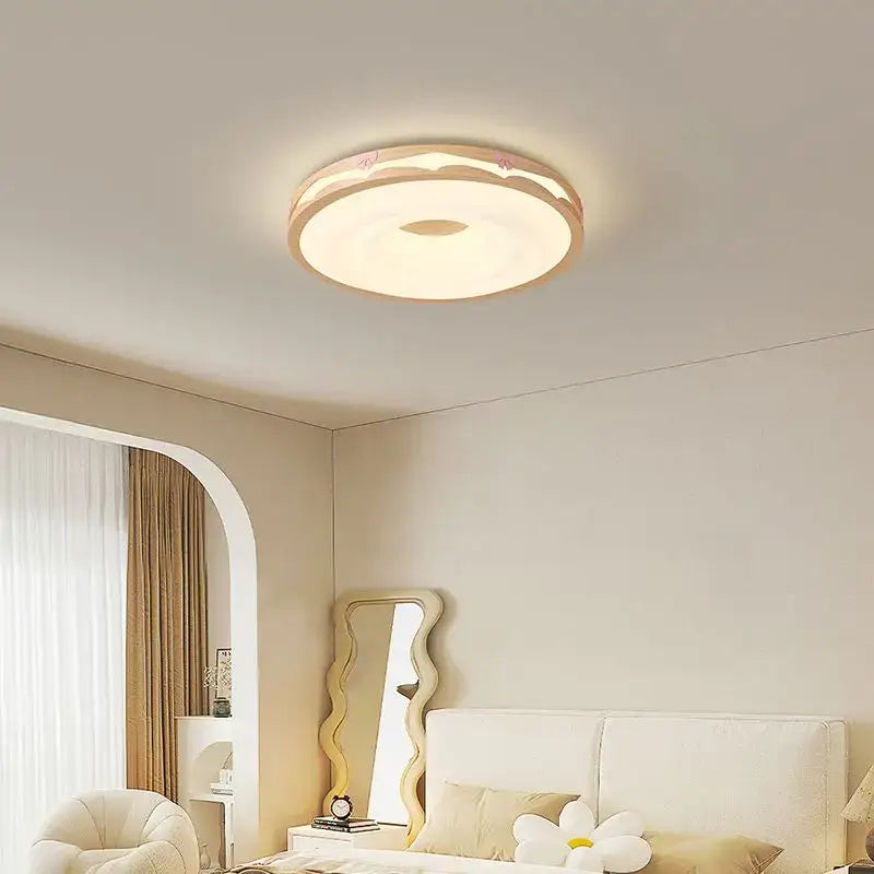 Walnut Round Hanging Light