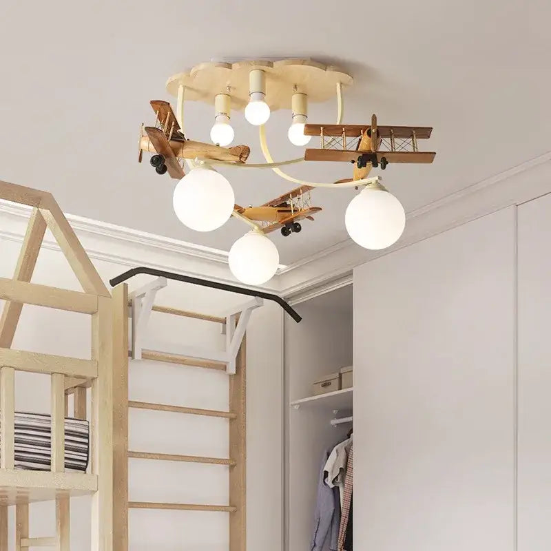 Wooden Airplane Chandelier