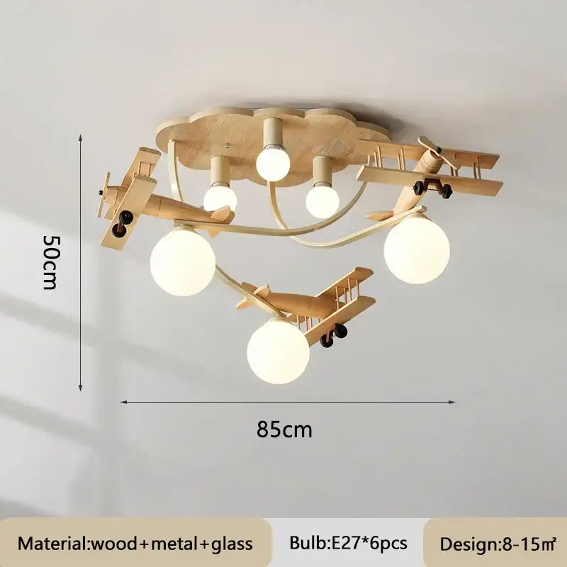 Wooden Airplane Chandelier