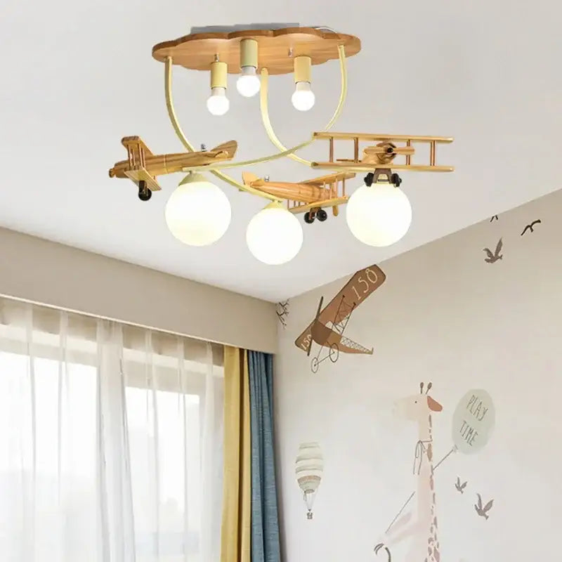 Wooden Airplane Chandelier