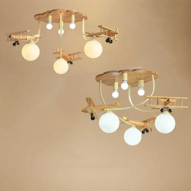 Wooden Airplane Chandelier