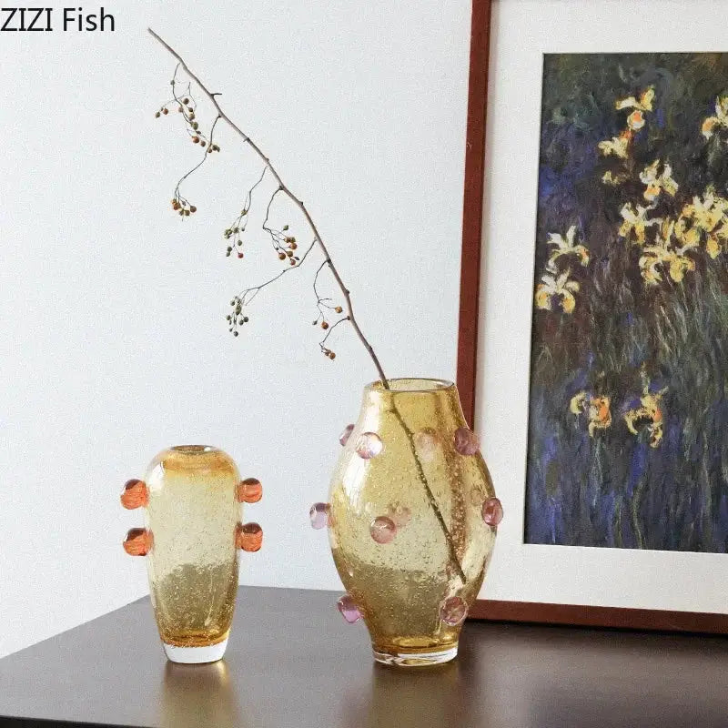 Blue Amber Glass Vases