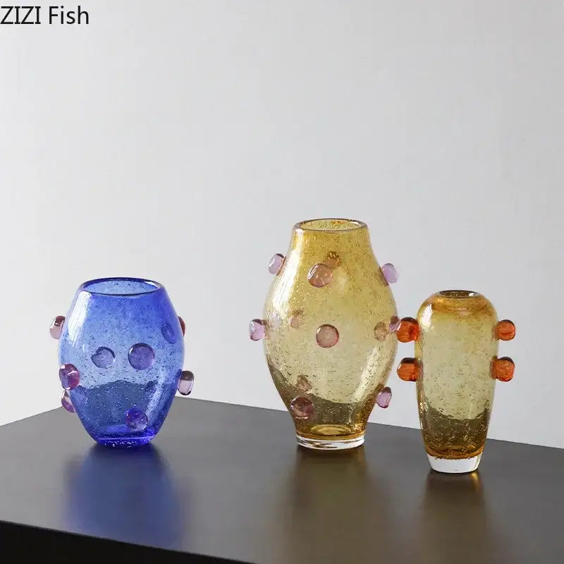 Blue Amber Glass Vases