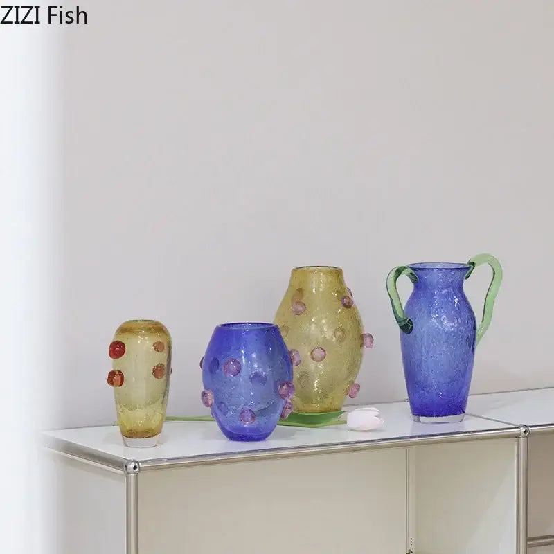 Blue Amber Glass Vases