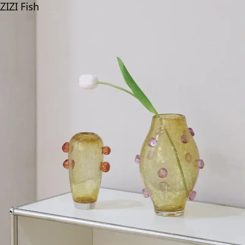 Blue Amber Glass Vases