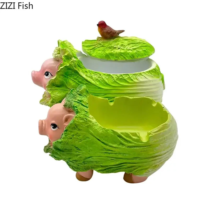 Green Cabbage Pig Ashtray