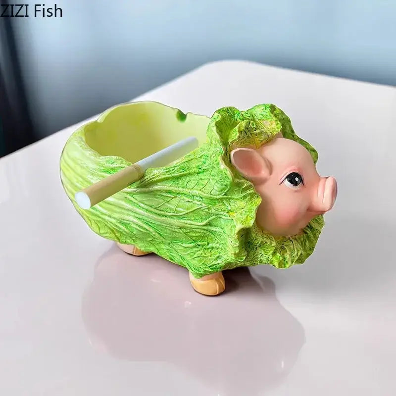 Green Cabbage Pig Ashtray