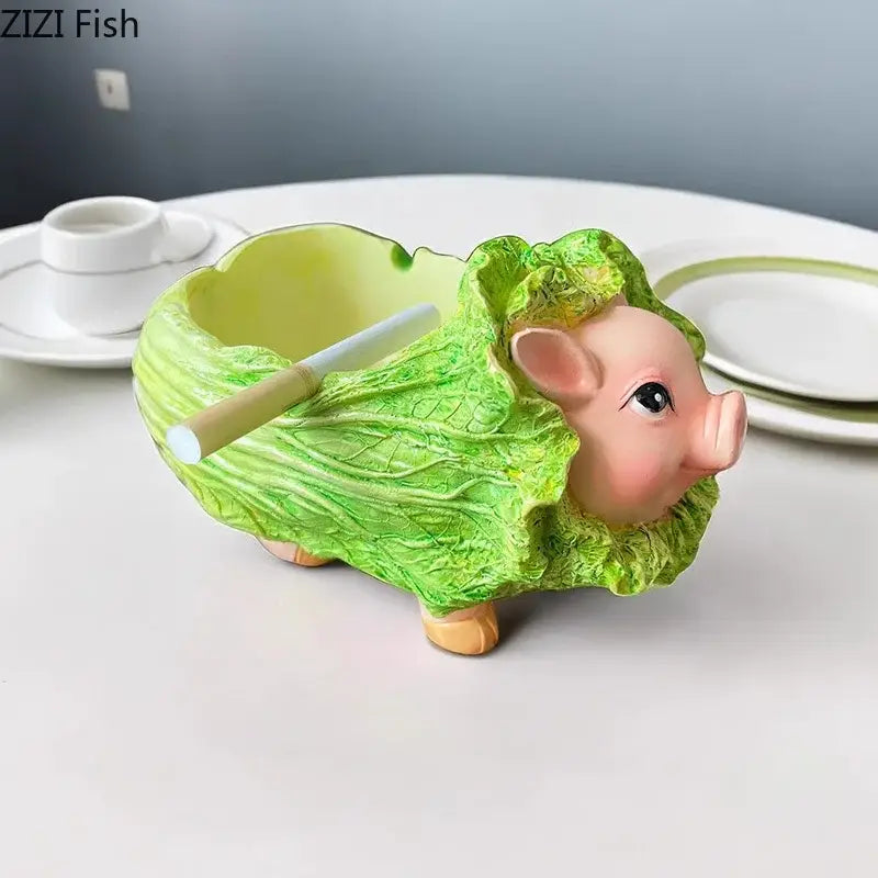 Green Cabbage Pig Ashtray