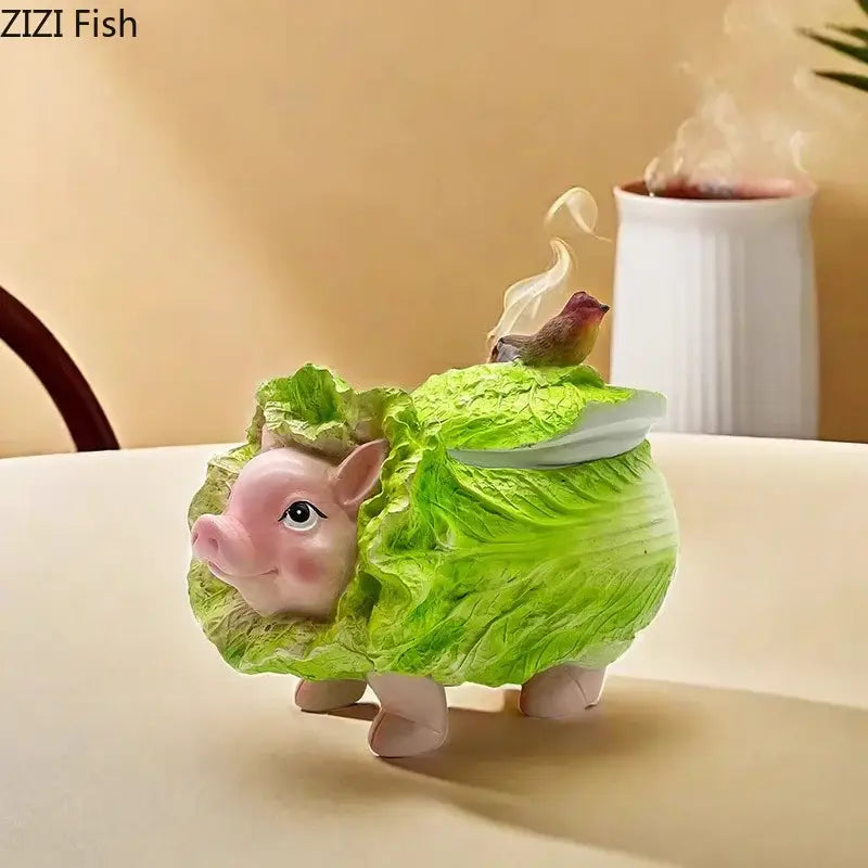 Green Cabbage Pig Ashtray