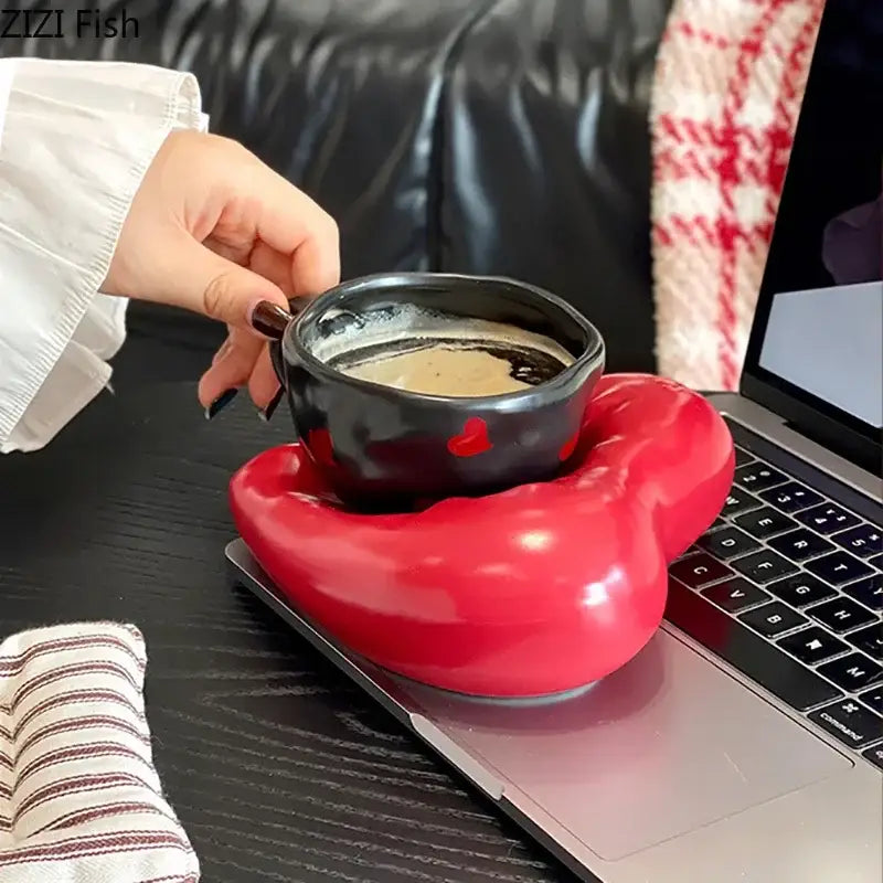 Porcelain Heart Coffee Mug Set
